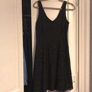 LOFT lace sleeveless A line dress navy blue